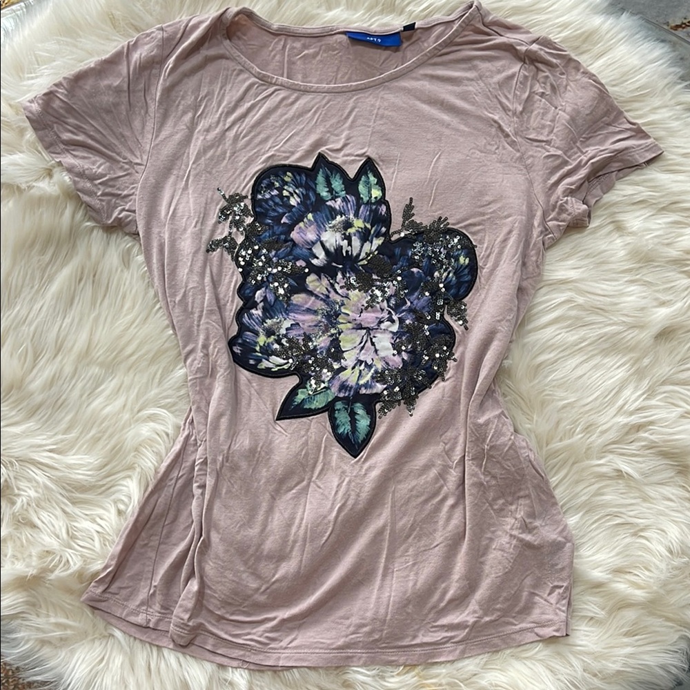 Apt. 9 Dusty Pink Floral Short Sleeve Tee